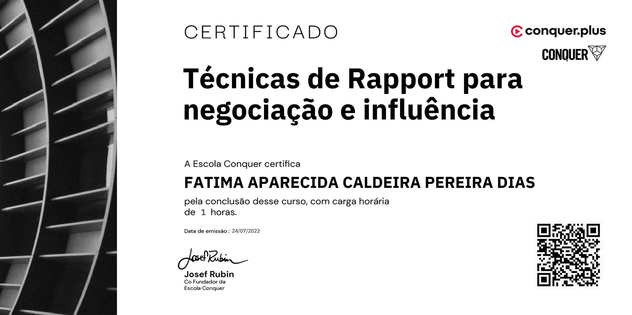 Certificado de Técnicas de Rapport para negociação e influência